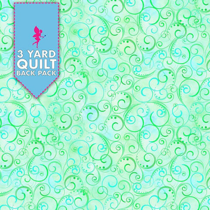 Swirling Splendor - Mint 108" Wide 3 Yard Quilt Fabric Back Pack