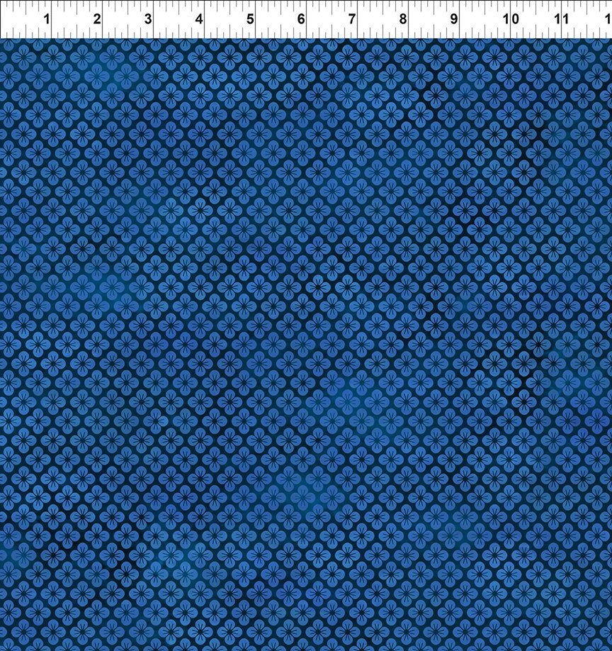 Oriental Gardens Blue Cherry Blossoms Fabric Yardage