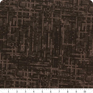 Steampunk Menagerie Brown Pipes Fabric Yardage - quilt fabric for sewing and quilting projects
