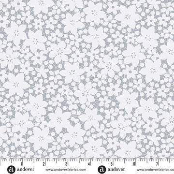 Color Me Whispered Silver Laced Blooms Fabric Yardage - quilt fabric for sewing and quilting projects