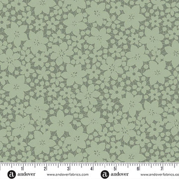 Color Me Whispered Moss Green Laced Blooms Fabric Yardage - quilt fabric for sewing and quilting projects