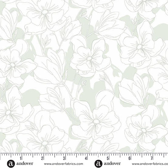 Color Me Whispered Sage Green Magnolia Veil Fabric Yardage - quilt fabric for sewing and quilting projects