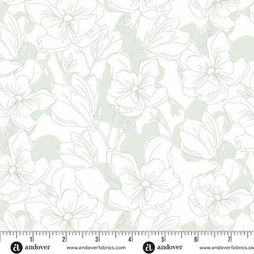 Color Me Whispered Sage Green Magnolia Veil Fabric Yardage - quilt fabric for sewing and quilting projects