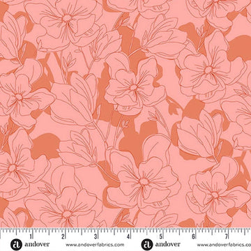 Color Me Whispered Coral Magnolia Veil Fabric Yardage - quilt fabric for sewing and quilting projects