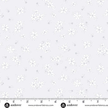 Color Me Whispered Silver Treasure Blooms Fabric Yardage - quilt fabric for sewing and quilting projects