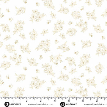 Color Me Whispered Cream Treasure Blooms Fabric Yardage - quilt fabric for sewing and quilting projects