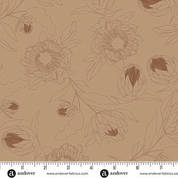 Color Me Whispered Mocha Protea Whisper Fabric Yardage - quilt fabric for sewing and quilting projects