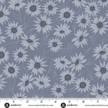 Color Me Whispered Dark Gray Marguerite Mist Fabric Yardage - quilt fabric for sewing and quilting projects