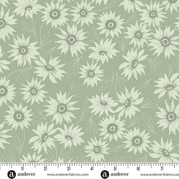 Color Me Whispered Sage Green Marguerite Mist Fabric Yardage - quilt fabric for sewing and quilting projects