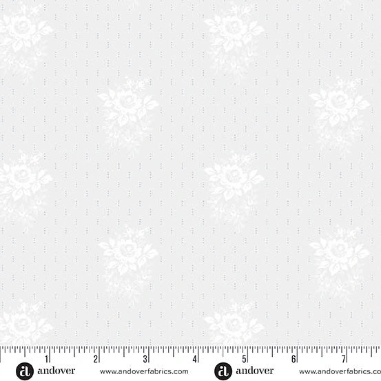 Simply Light Silver Petite Bouquet tonal cotton fabric yardage