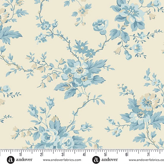 Special Delivery Breeze Heirloom Rose blue fabric yardage