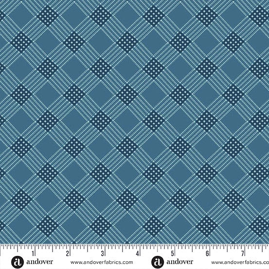 Special Delivery Deep Denim Tea Towel Fabric Yardage
