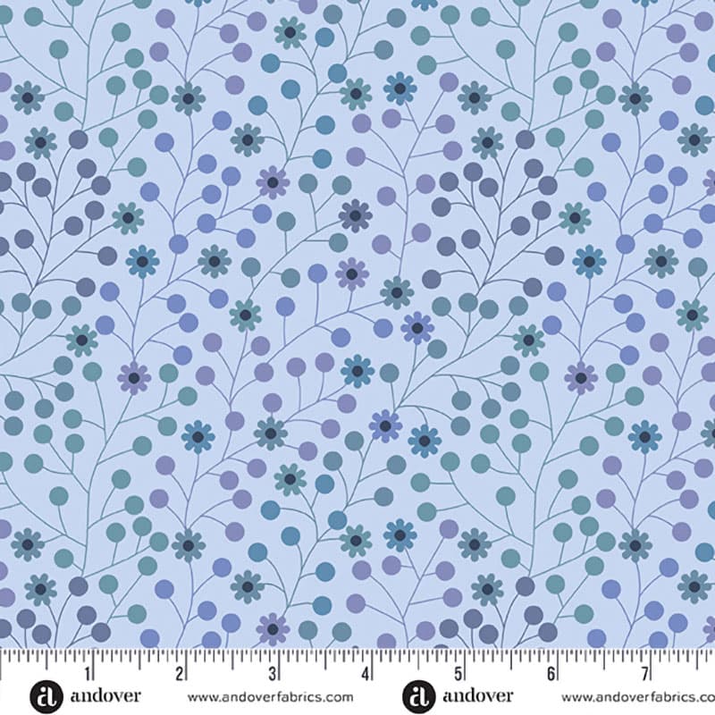 At Day's End Twilight Daisy Dots Fabric Yardage