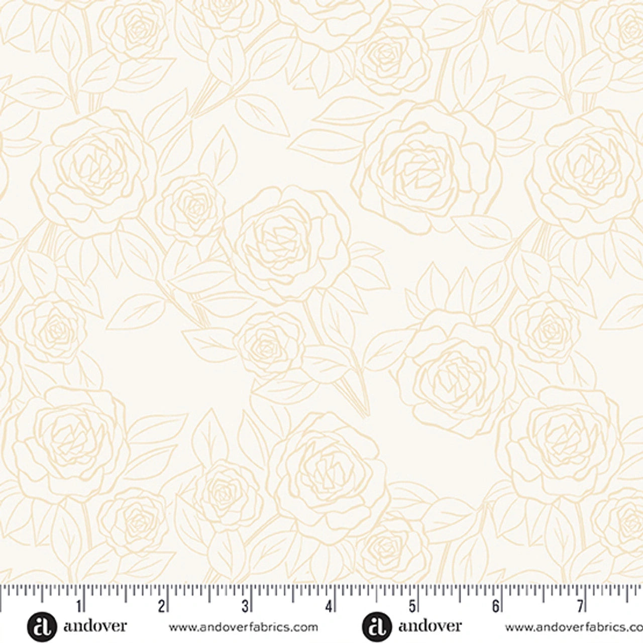 Color Me Pretty Cream Rose Bloom Fabric Yardage