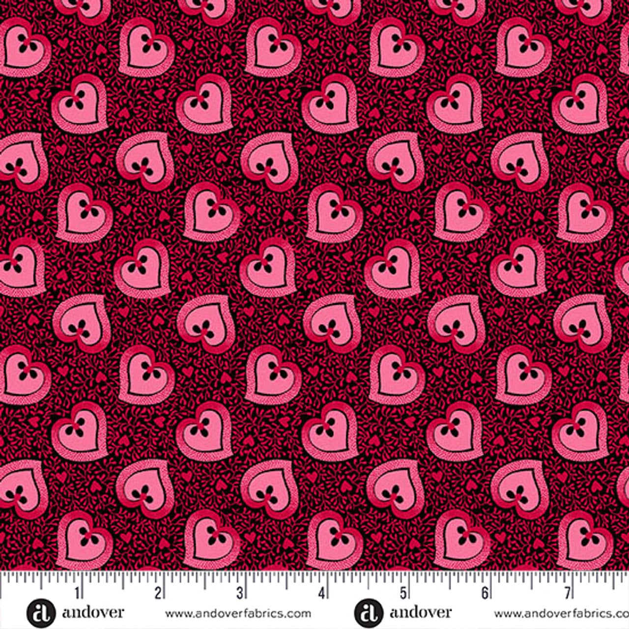 Heart and Soul Black Big Heart Fabric Yardage