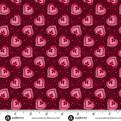 Heart and Soul Black Big Heart Fabric Yardage