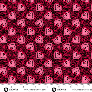 Heart and Soul Black Big Heart Fabric Yardage