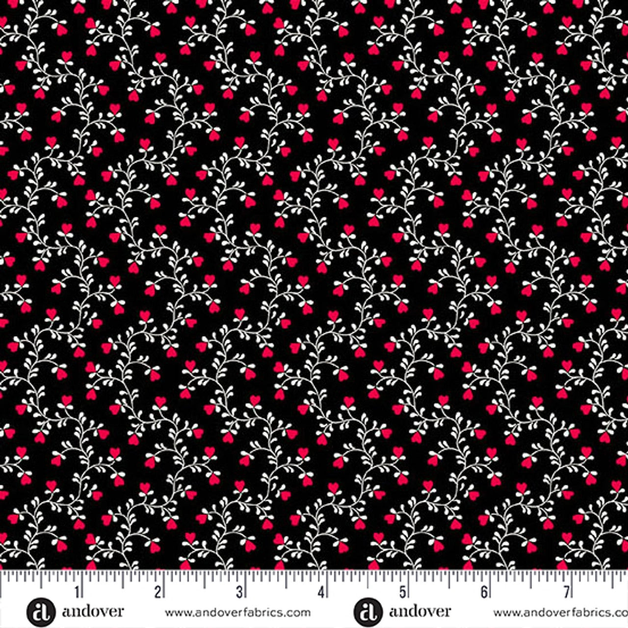 Heart and Soul Black Heart Vine Fabric Yardage