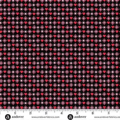 Heart and Soul Black Heart and Flowers Black Fabric Yardage