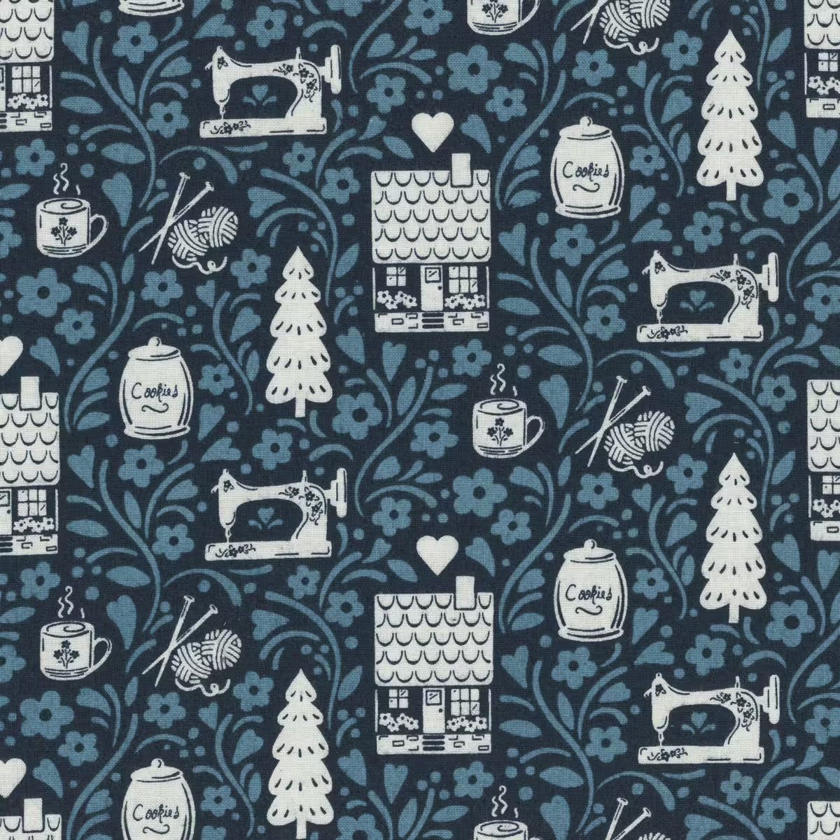 Cozy House Midnight Vignette Fabric Yardage
