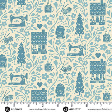 Cozy House Chambray Vignette Fabric Yardage