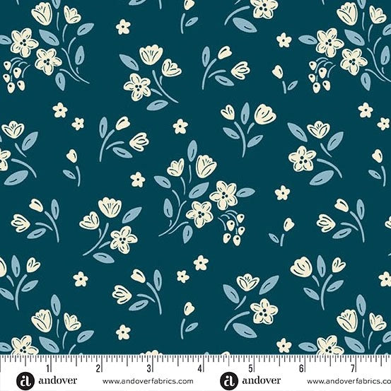 Cozy House Midnight Apple Blossom  Fabric Yardage