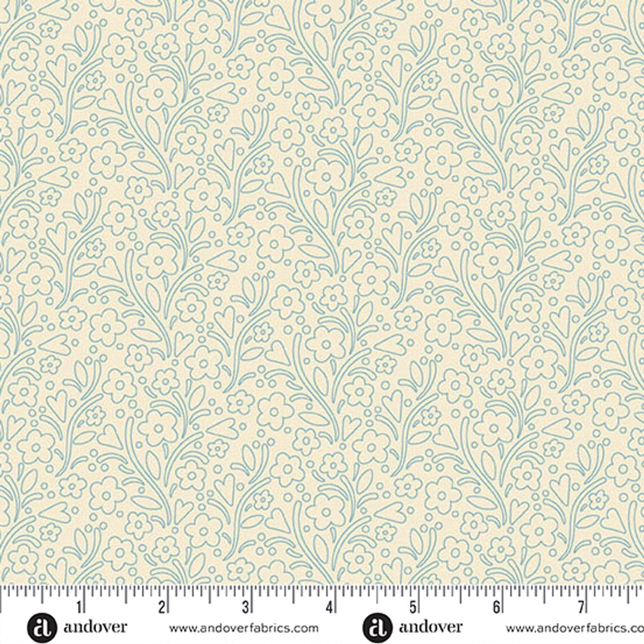 Cozy House Chambray Dainty Flowers Fabric Yardage