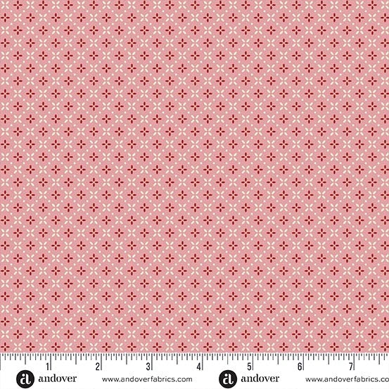 Cozy House Blush Grandma's Stitches Fabric Yardage