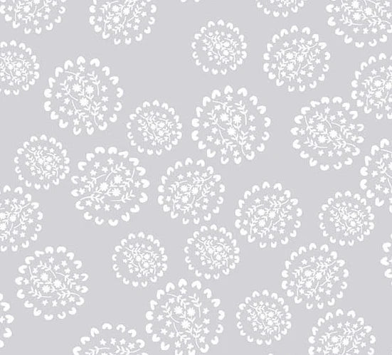 Conway Cottage Grey Bunches Lavender Fabric Yardage