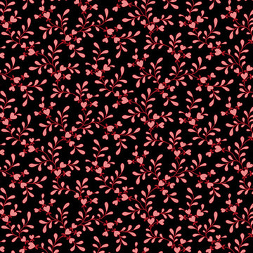 Be Mine Black Heart Tree Fabric Yardage