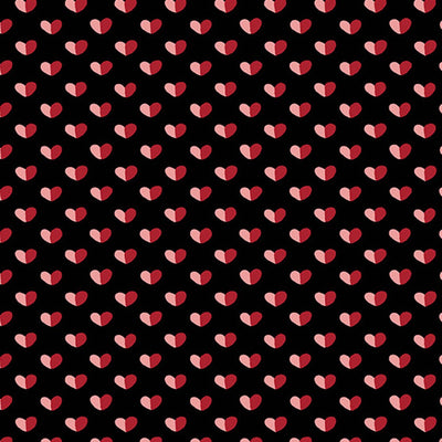 Be Mine Black Shadow Hearts Fabric Yardage