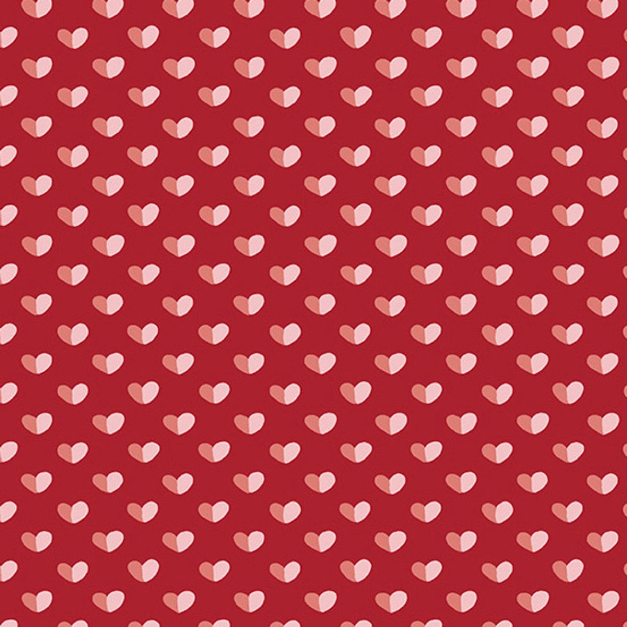 Be Mine Red Shadow Hearts Fabric Yardage