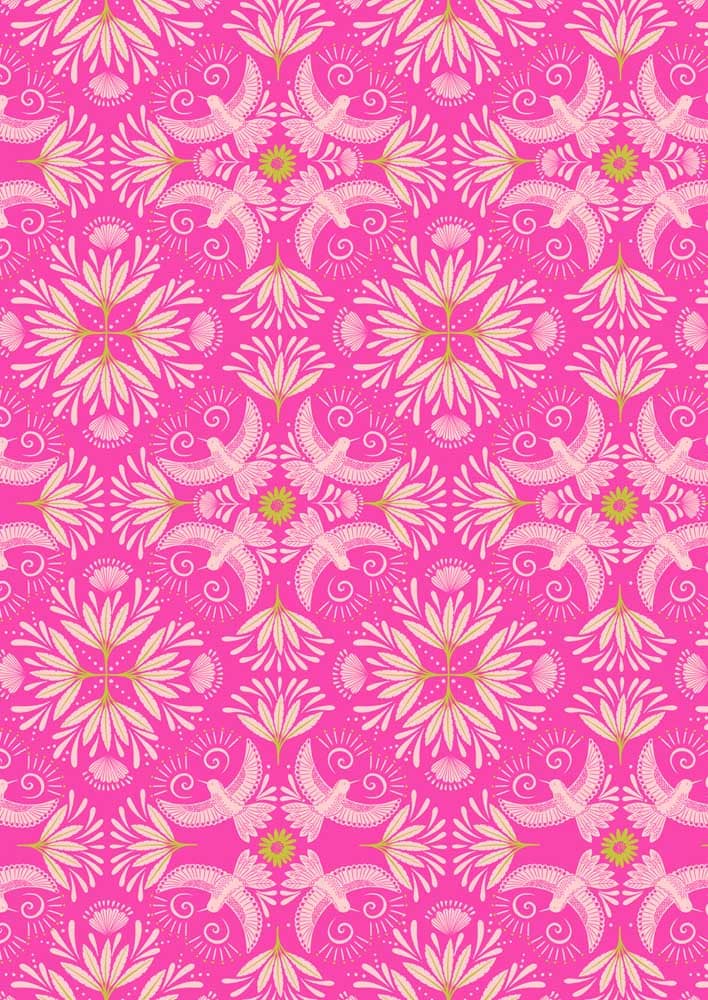 Bahia Pink Hummingbird Fabric Yardage