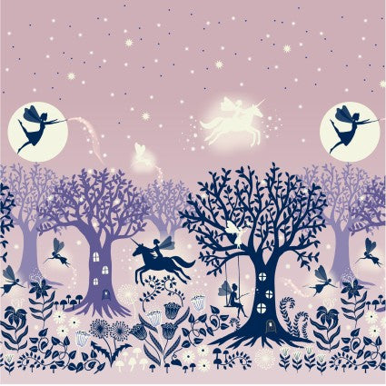 Glow Fairies Pink Double Edge Border Fabric Yardage