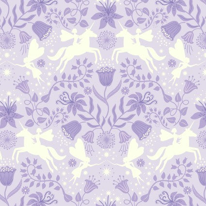 Glow Fairies Lilac Fairy Friends Fabric Yardage