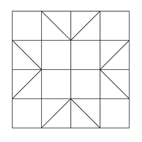 Sawtooth Star with Four Patch Center Block Outline Digital File