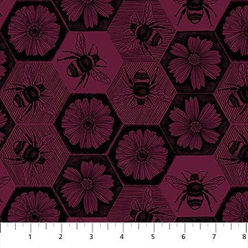 Indelible Ink Mulberry Busy Fabric Yardage - quilt fabric for sewing and quilting projects