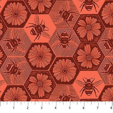 Indelible Ink Coral Busy Fabric Yardage - quilt fabric for sewing and quilting projects
