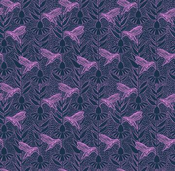 Indelible Ink Navy Humming Fabric Yardage - quilt fabric for sewing and quilting projects