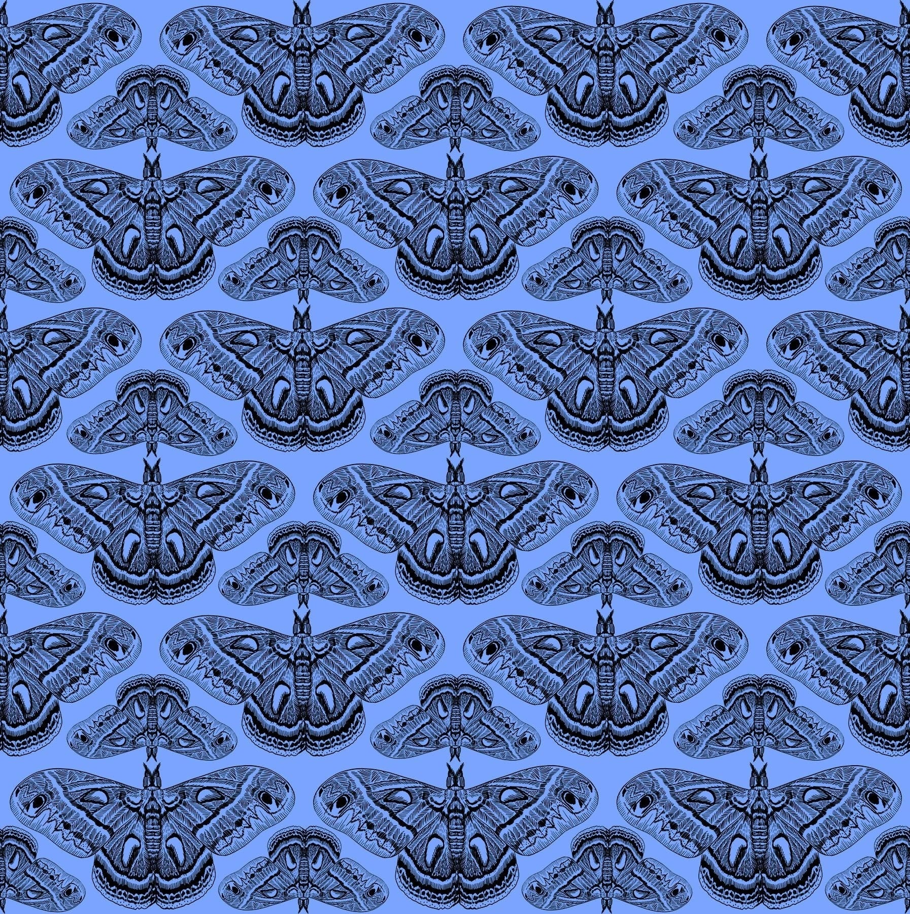 Indelible Ink Cerulean Cecropia Fabric Yardage - quilt fabric for sewing and quilting projects