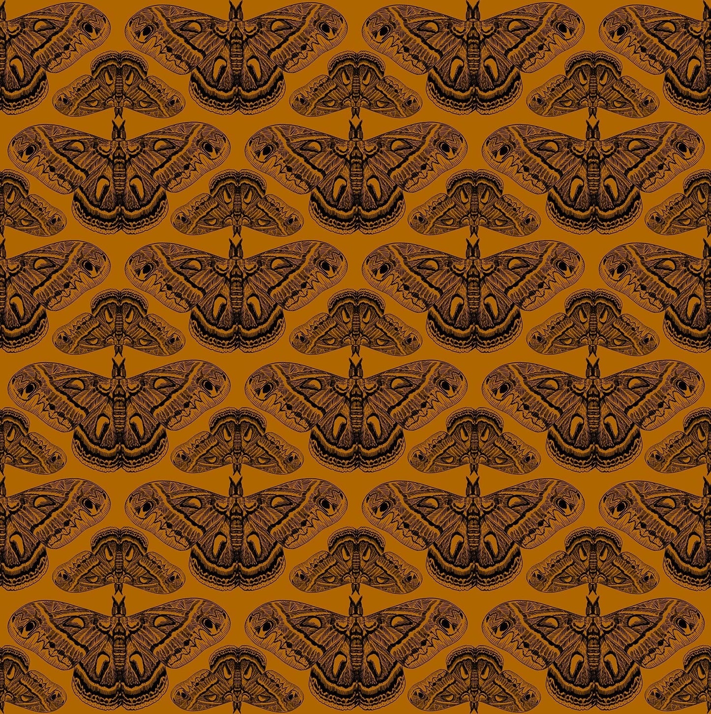 Indelible Ink Saffron Cecropia Fabric Yardage - quilt fabric for sewing and quilting projects