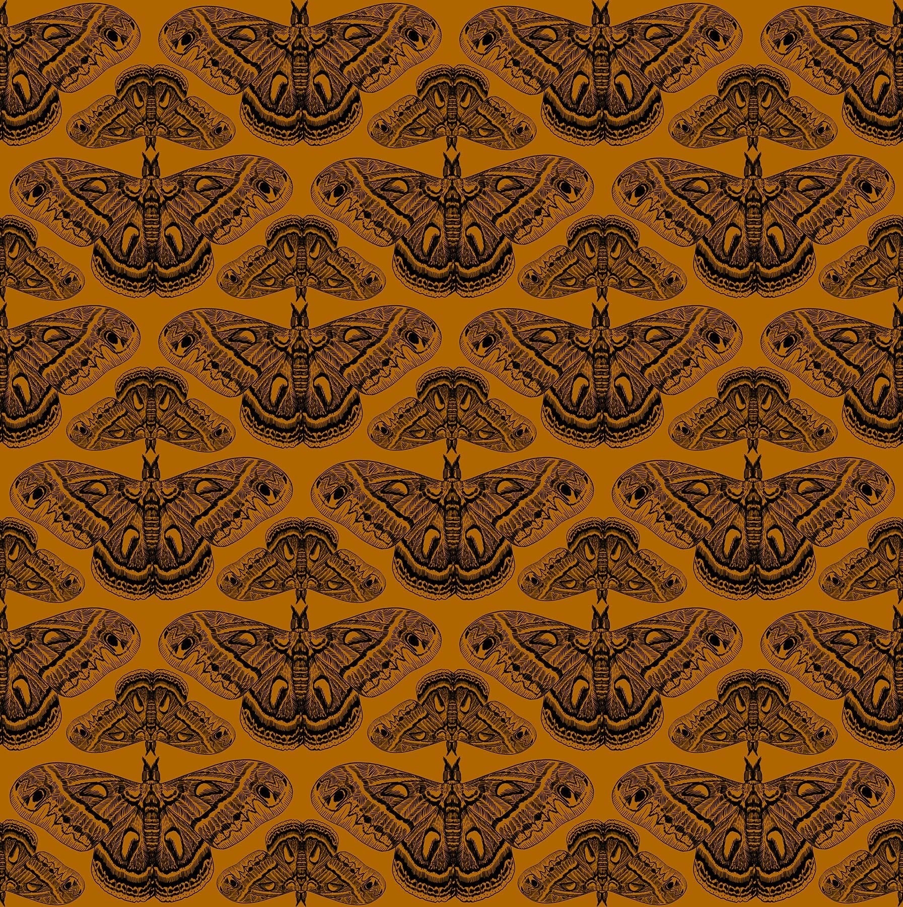Indelible Ink Saffron Cecropia Fabric Yardage - quilt fabric for sewing and quilting projects