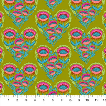 Allegory Lush Flowers on Green Fabric Yardage