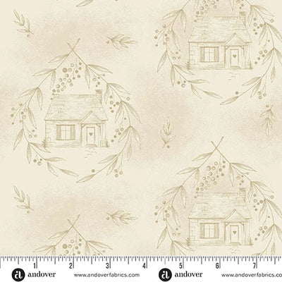 Special Delivery Wheat Cozy Cottage 108" Wide Quilt Backing Fabric