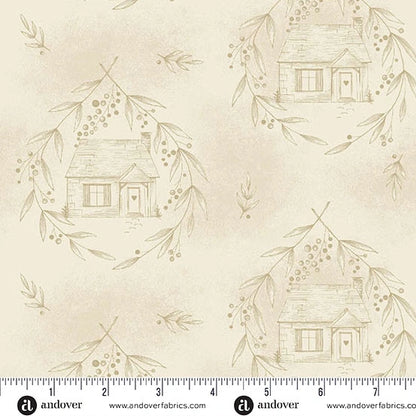 Special Delivery Wheat Cozy Cottage 108 inch wide quilt backing fabric