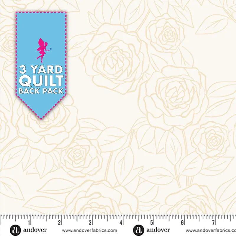 Color Me Pretty Cream Rose Bloom 108" Wide 3 Yard Quilt Fabric Back Pack Product Photo