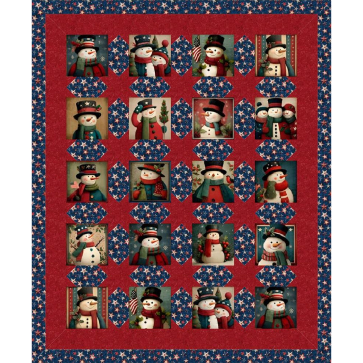 All American Snowman Quilt Kit with snowmen panel QT Fabrics 43x52 inches