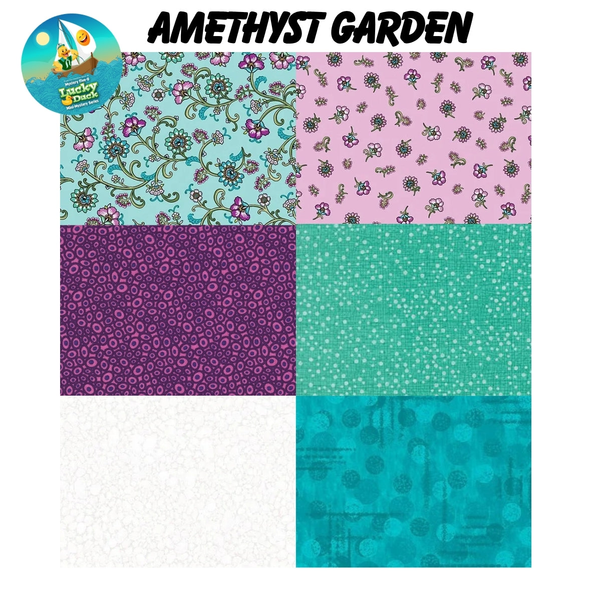 Mystery Five-0 Amethyst Garden quilting fabric fan display