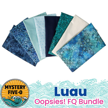 Mystery Five-0 Mega Mystery Luau Aqua Atlantia Oopsies! FQ Bundle - coordinating quilt fabric bundle