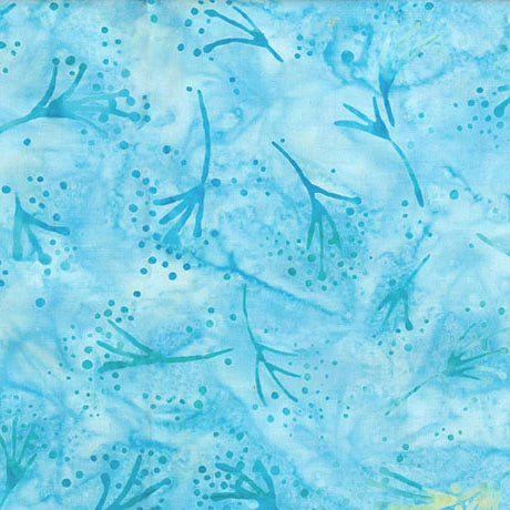 HydroHue Blue Floral Sprigs Batik fabric yardage for quilting
